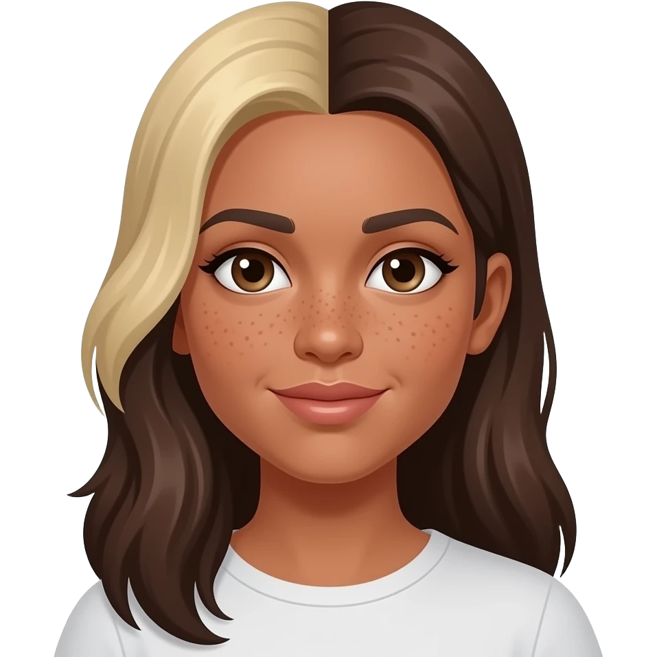 Mixed white and black female with freckles. I also have blonde hair with long dark brown hair. Light brown eyes emoji