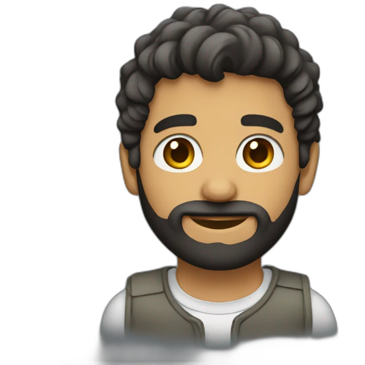 Joven con barba corta saludando emoji