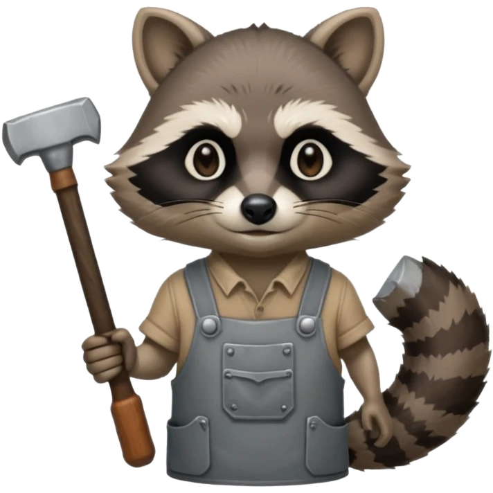 blacksmith racoon holding hammer emoji