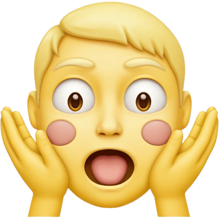 yellow face emoji with hands appearing to strangle itself, exaggerated cartoon expression emoji