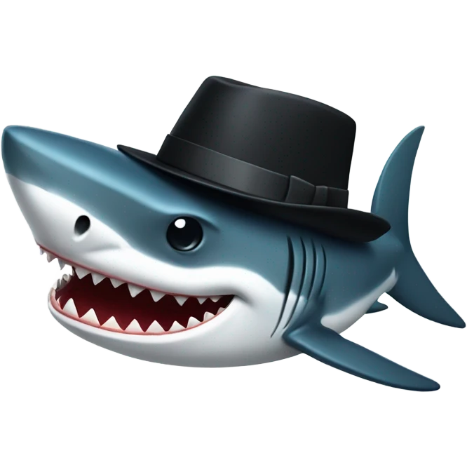 Shark with a top hat emoji
