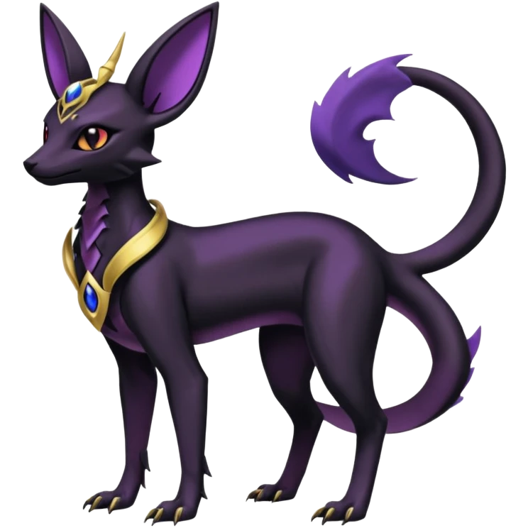 Shiny Dark Edgy Gothic Gloomy Futuristic Salandit-Umbreon-Espeon-Anubis-Hybrid (Full body) emoji