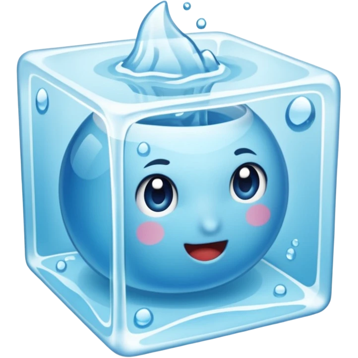 Quero que, com base nos emojis da apple, crie um emoji de um cubo de gelo derretendo, esse emoji não deve ter rosto nem nada, é apenas um cubo de gelo com uma pequena poça de água embaixo que derreteu do cubo emoji