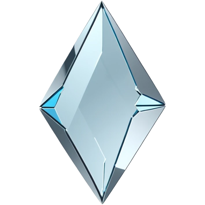 broken mirror shard emoji, sharp chrome edges, high contrast reflections, futuristic minimal 3D style, isolated on white emoji