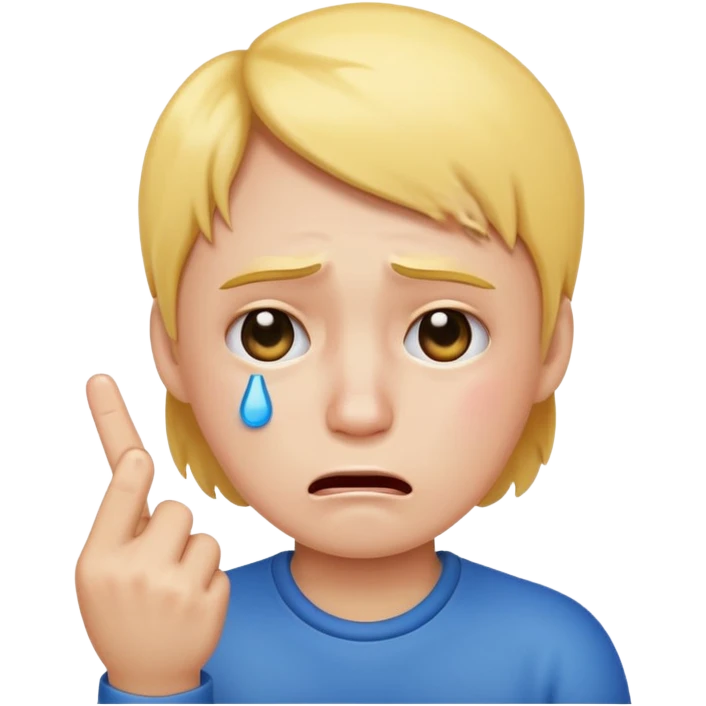 Crying emoji with middle finger emoji