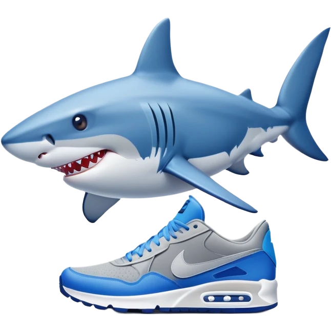 A shark with blue Nike shoes emoji