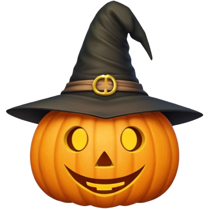 Cute Pumpkin wearing a witch hat emoji