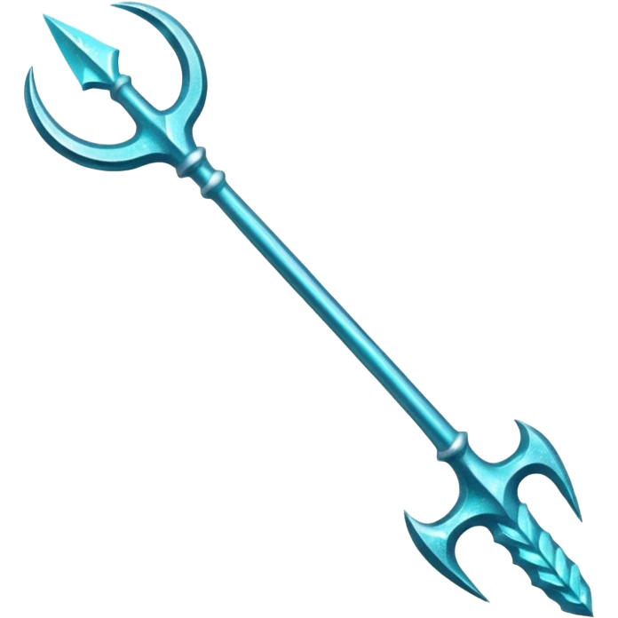 Cyan Poseidon's trident with glitter emoji
