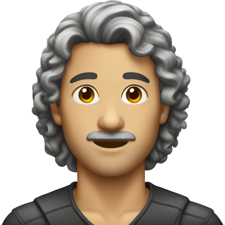 Man with curly mullet hairstyle emoji