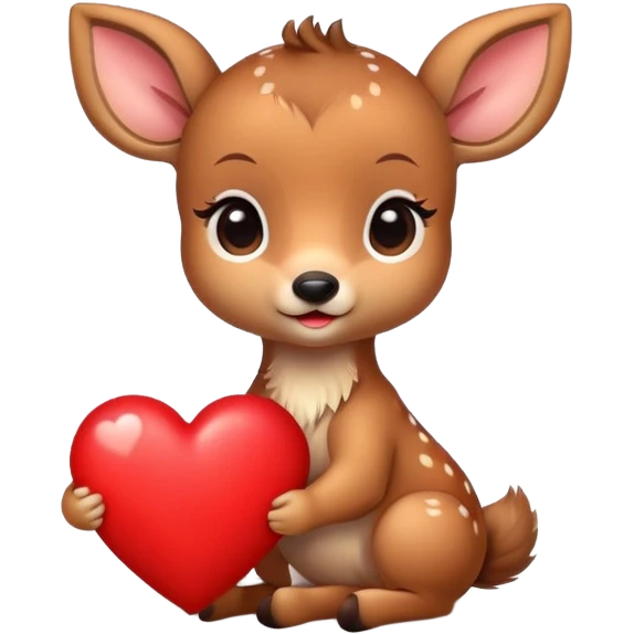 Cute baby deer holding a heart emoji