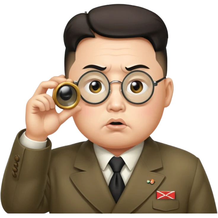 Kim Jong Un from North Korea looking through a monocle with angry expression emoji