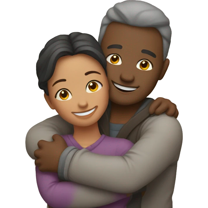 couple hug with warm smiles emoji