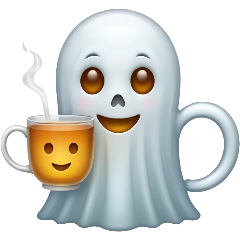 Ghost emoji holding a cup of tea emoji