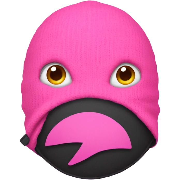 A pink fish wearing a balaclava  emoji