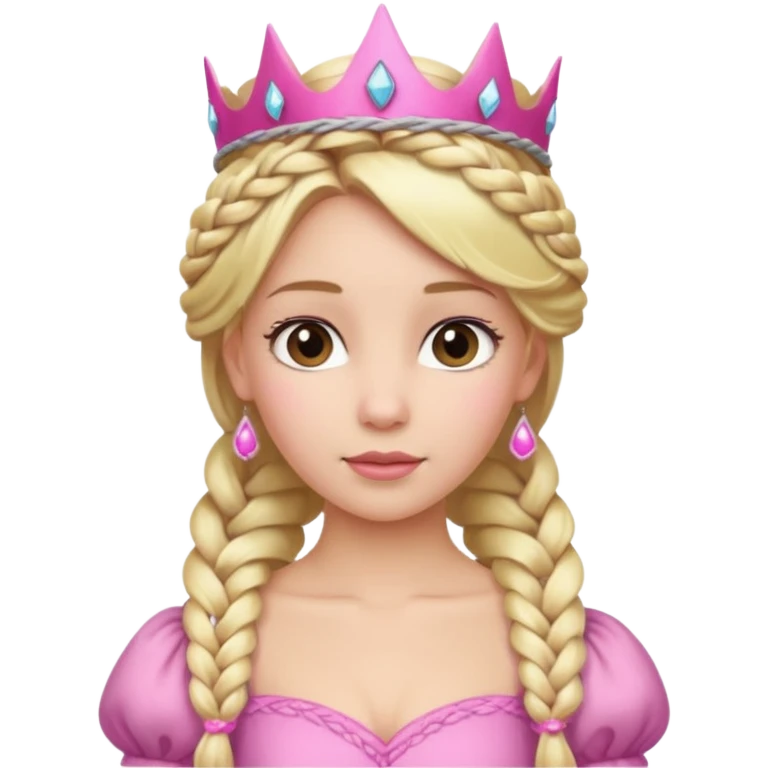 Blonde Princess with braided hair and pink crown. emoji