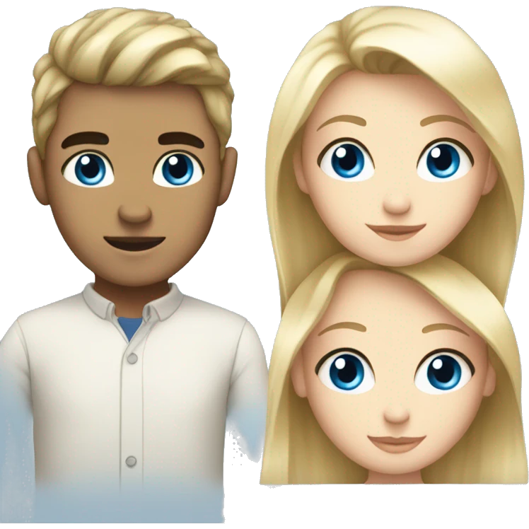 dark hair girl and blonde hair boy blue eyes emoji