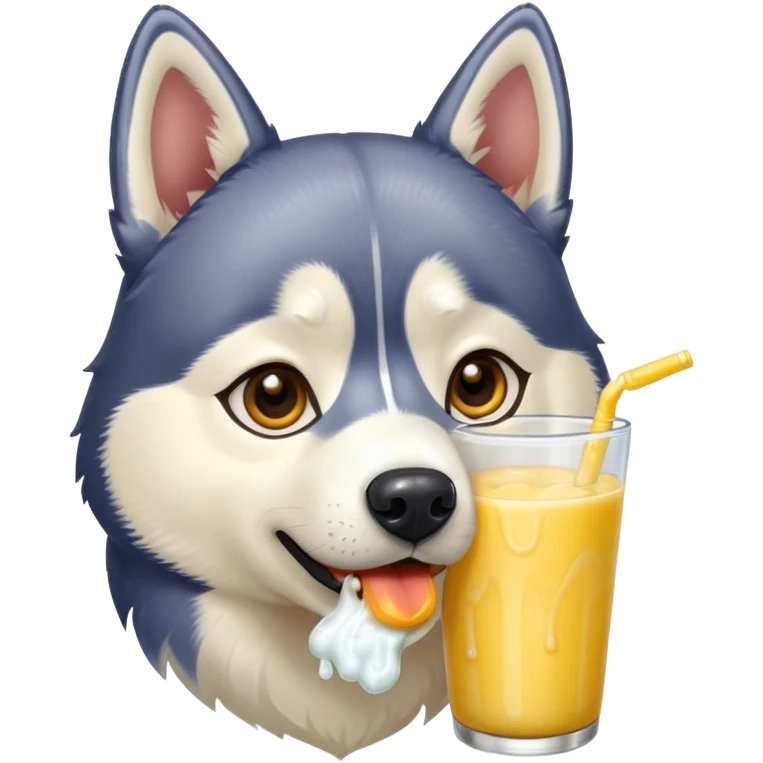 Husky eating slippery corn juice emoji