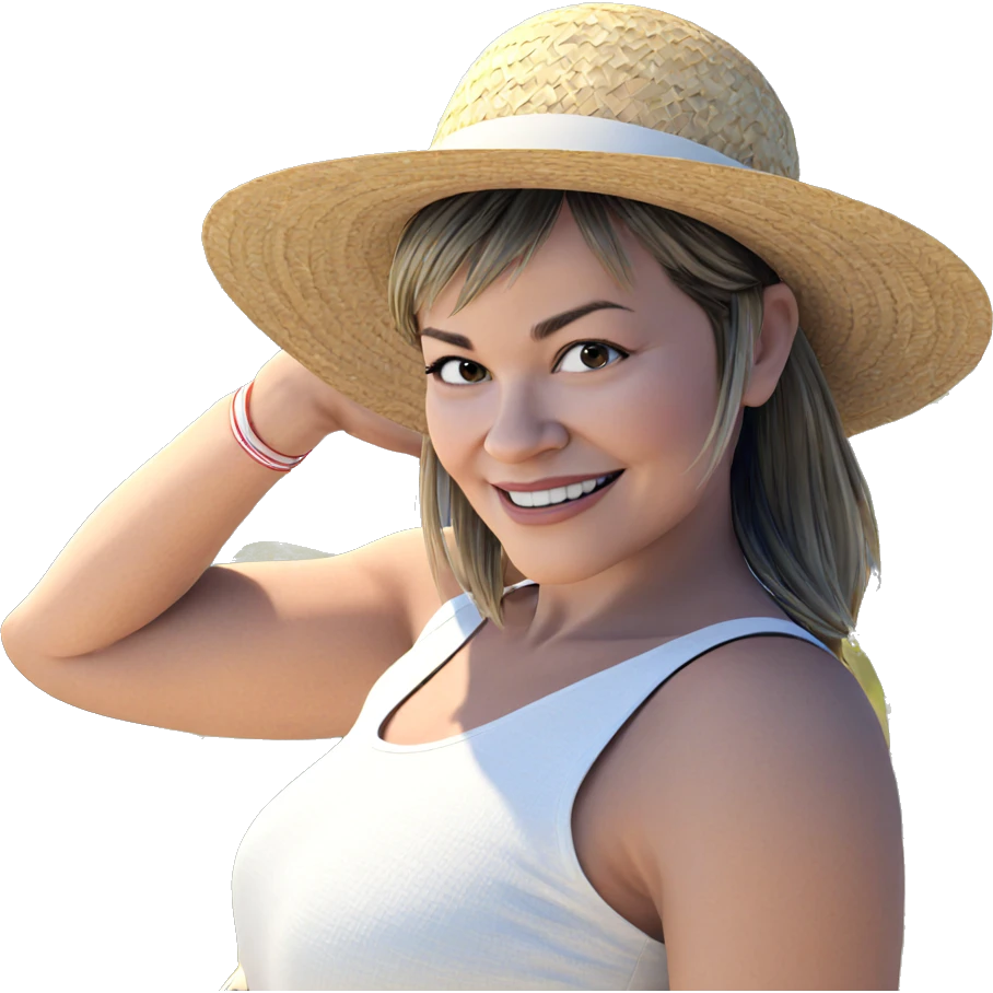 happy girl in straw hat emoji