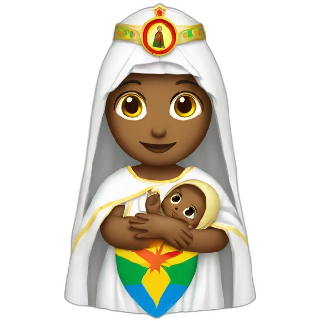 holy Mary with baby Jesus with Ethiopian flag emoji