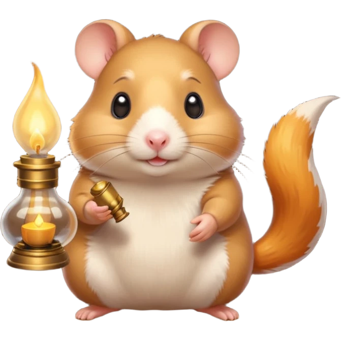 hamster holding oil lamp light emoji