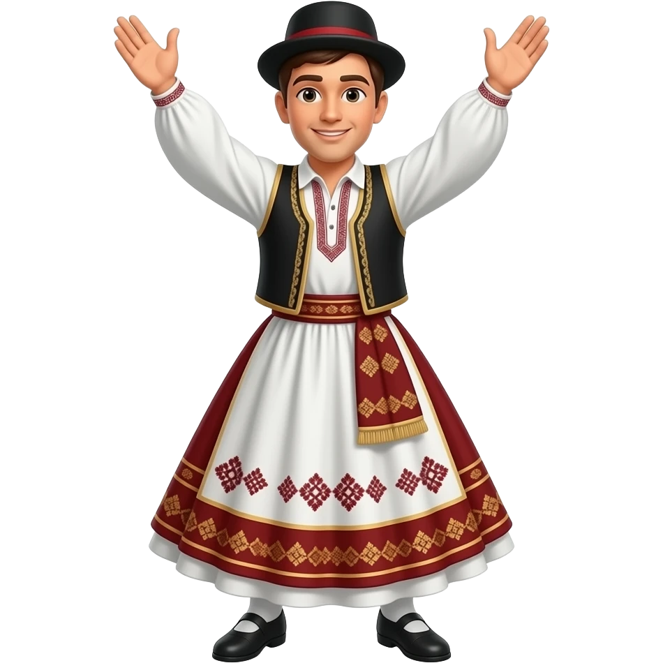 Dancing the Ciftetelli with arms raised emoji