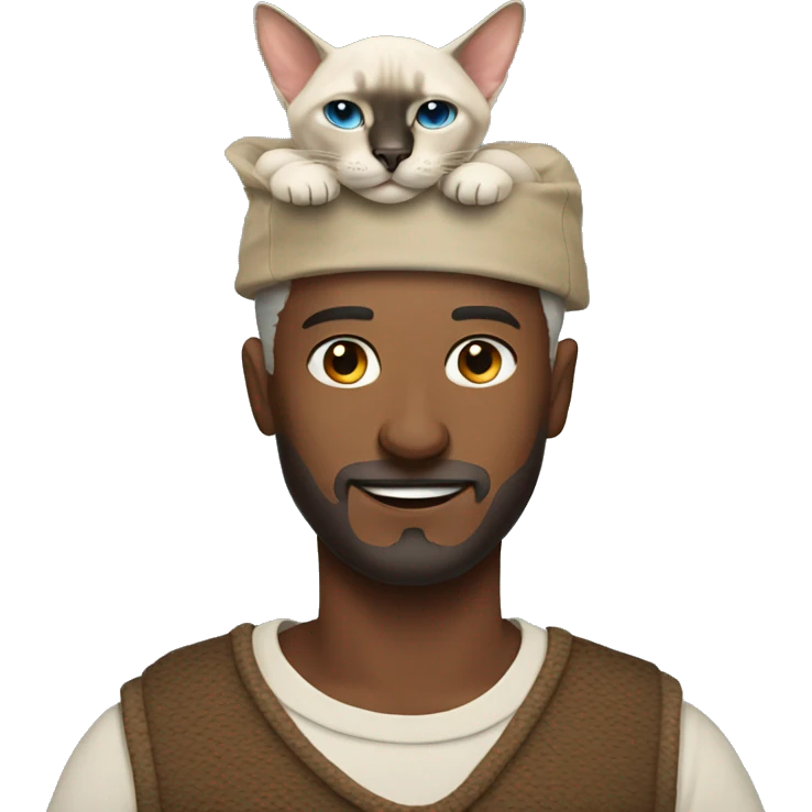men with siamese cat on head emoji