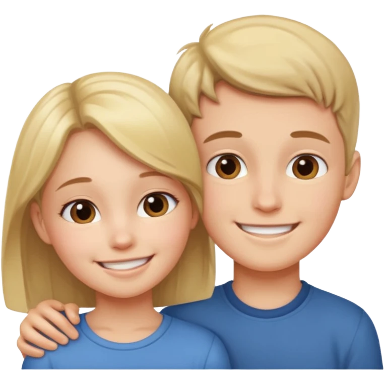 Girl and boy putting their heads together smiling  emoji