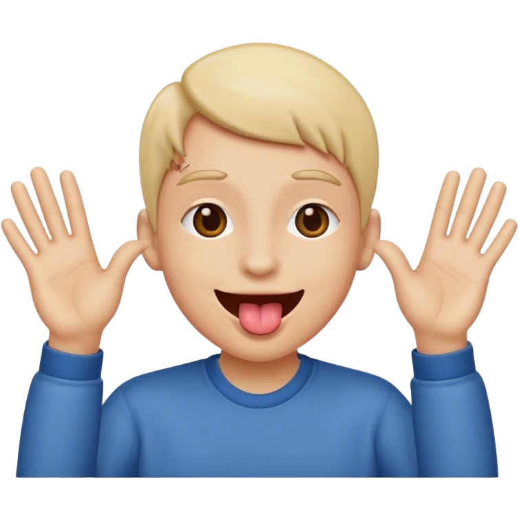 tongue out with hands on both sides emoji