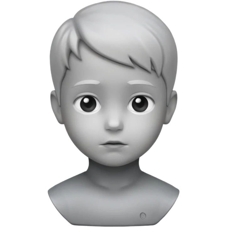 gray metal painted child bust face included emoji