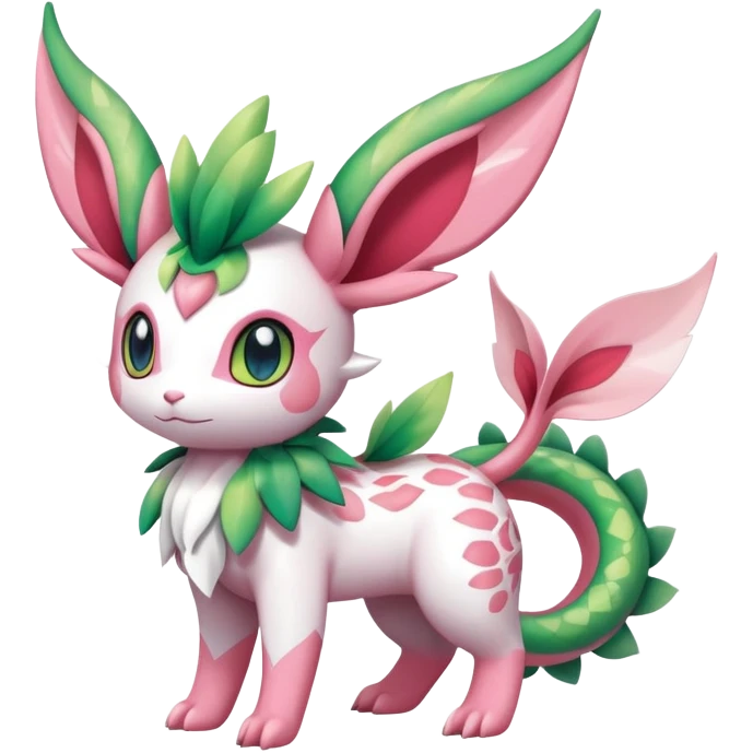 Shiny Exotic Cute Adorable Majestic Ethereal Sparkly Flygon-Sylveon-Leafeon-Shaymin-Hybrid-Creature with white pattern-markings emoji
