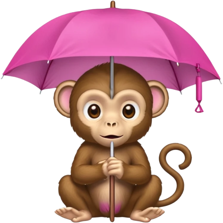 monkey with pink umbrella closeup view emoji