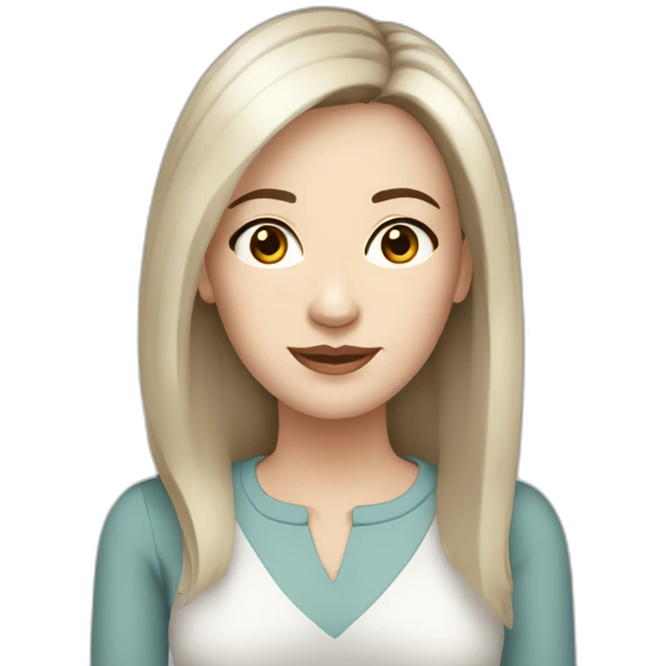 40 years old Woman, white pale skin, dark brown straight hair, big black eyes emoji