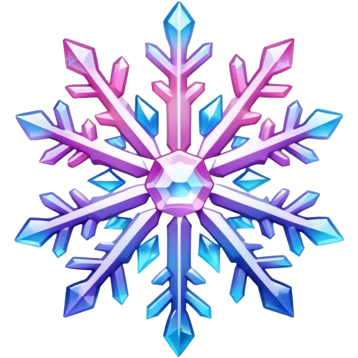 Gradient iridescent Pastel Pink violet blue white crystal snowflake  emoji