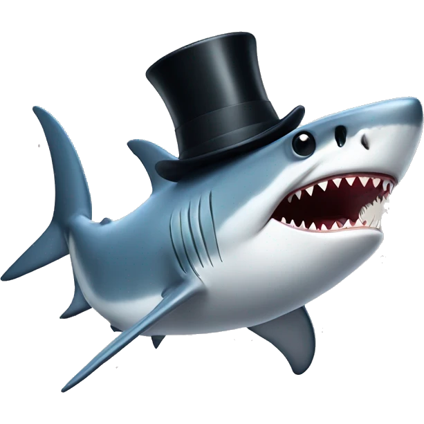 Shark with top hat emoji