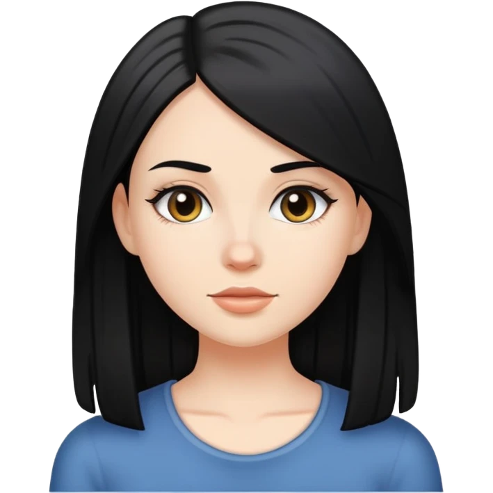 White girl with black straight hair emoji
