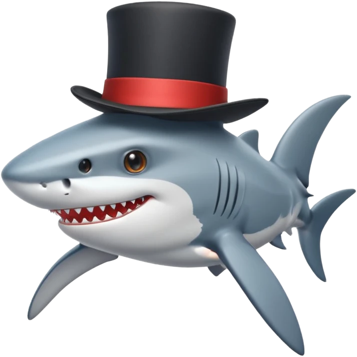 Shark with a top hat emoji