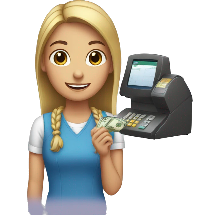 girl paying at the cash register emoji