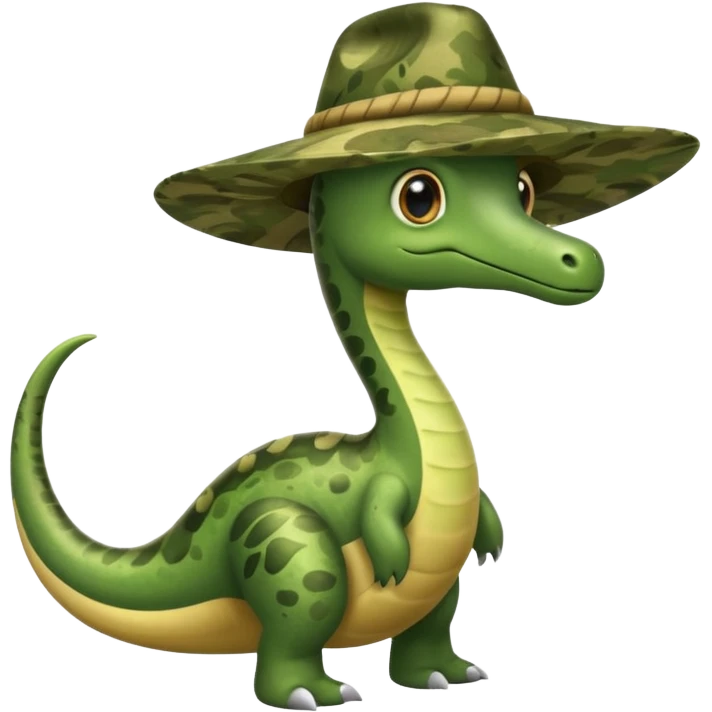 Pterosaurio con sombrero camuflageado emoji