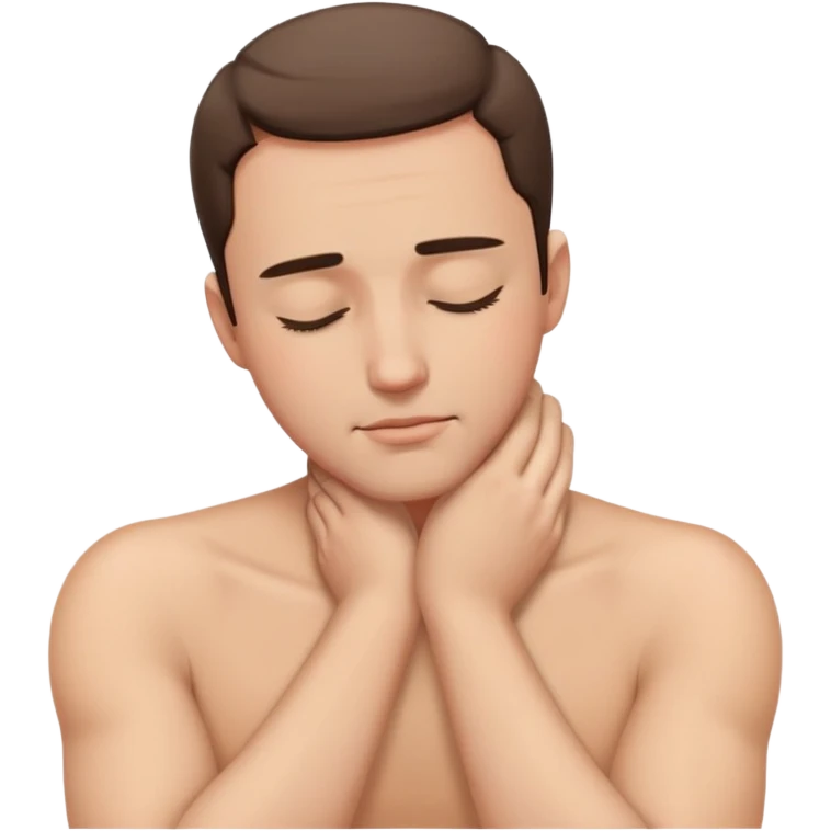 guy hands on his neck with eyes closed emoji