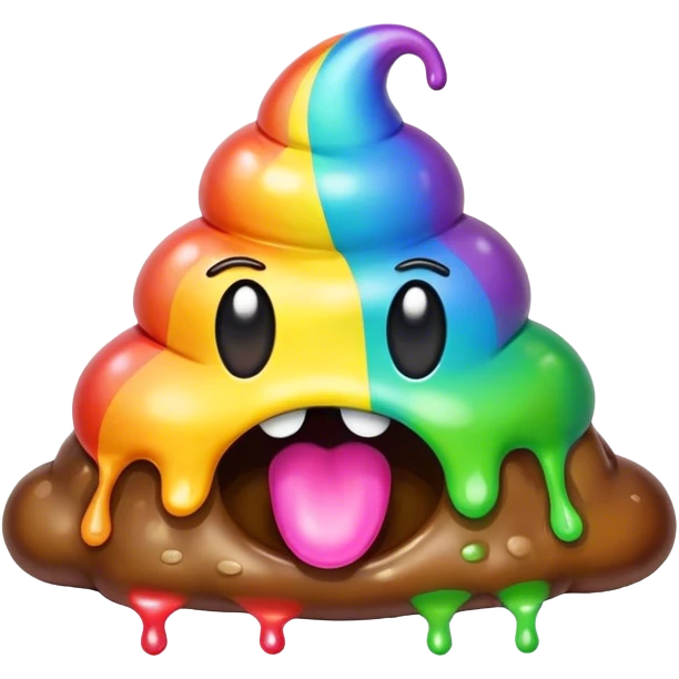 melted rainbow poop emoji monster emoji