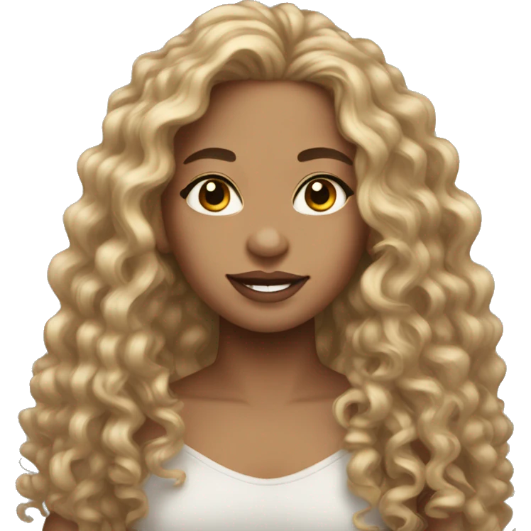 beautiful light skin with long curly hair  emoji