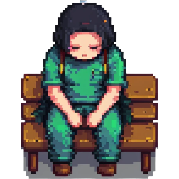 tired or sluggish character representing lethargy in pixel art style emoji