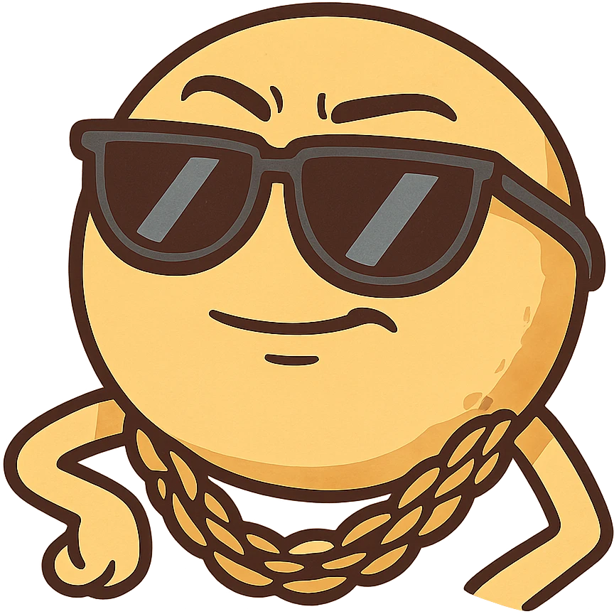 emoji with sunglasses and gold chain, cool attitude, graffiti cartoon style emoji