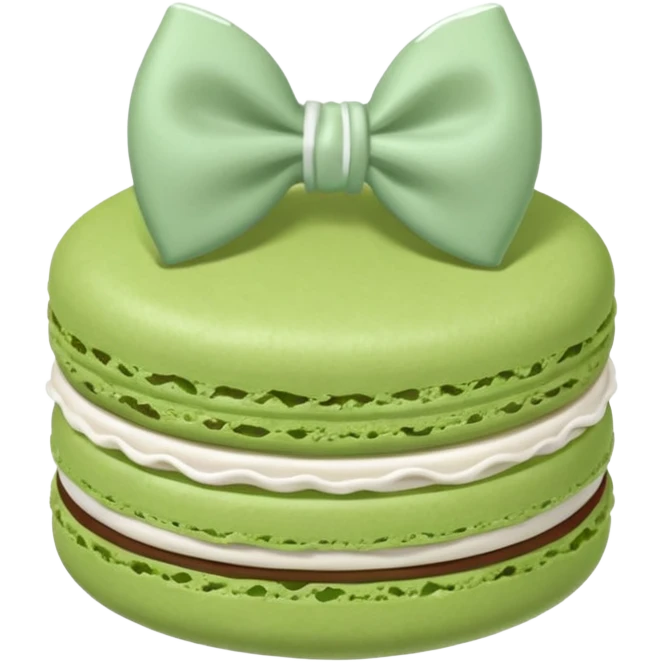 sage green macaron with white bow emoji