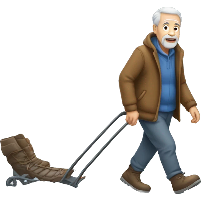 The old man who slipped while walking in the snow emoji