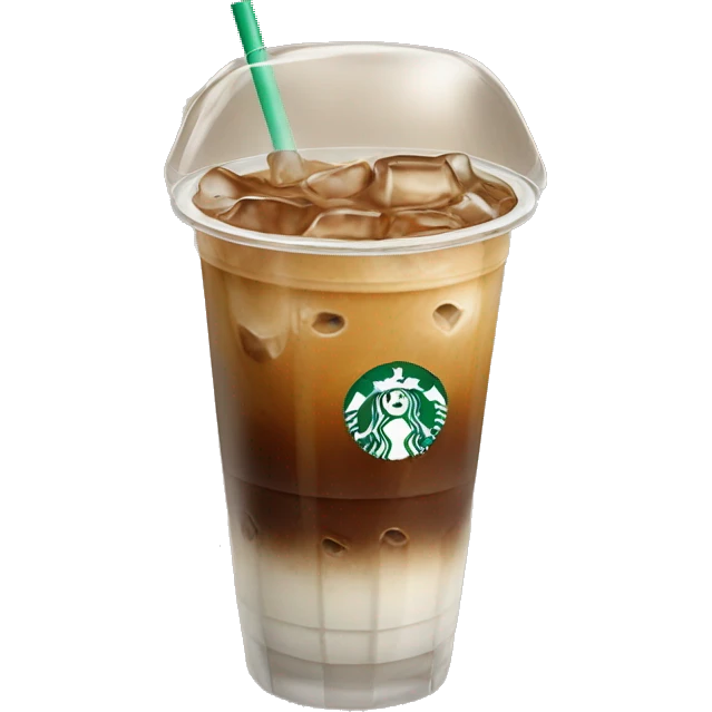 Starbuck ice coffee with ice cubes emoji