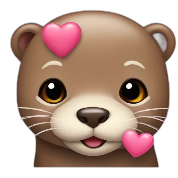 Cute otter in love with hearts emoji