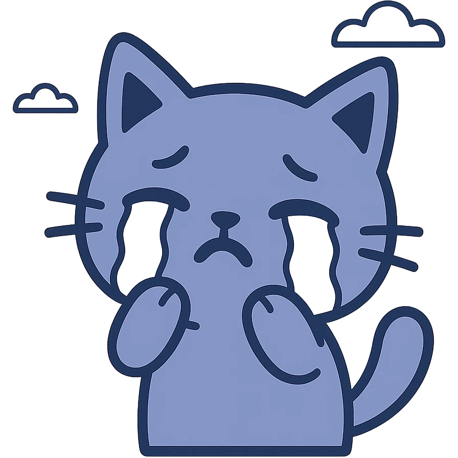 cute cartoon cat crying, Twitch emoji style, adorable expression emoji
