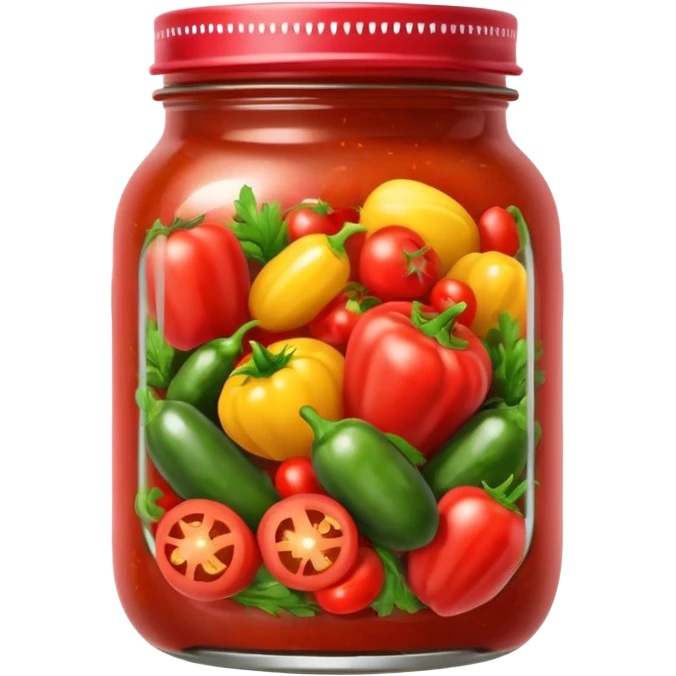 Home canning salsa in mason jar emoji