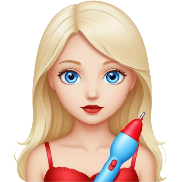 Blue-eyed Girl with red vibrator emoji